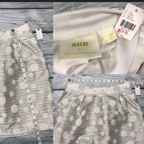 Anthropologie Skirt Jacquard Embellished Mini High Rise A-Line White Metallic 8 - Picture 14 of 15
